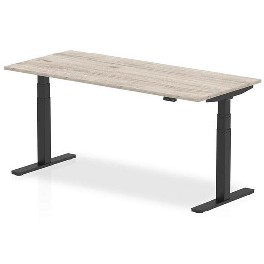 Air 1800mm Rectangular Height Adjustable Desk, Black Leg, Grey Oak Easy2Order : HA01248