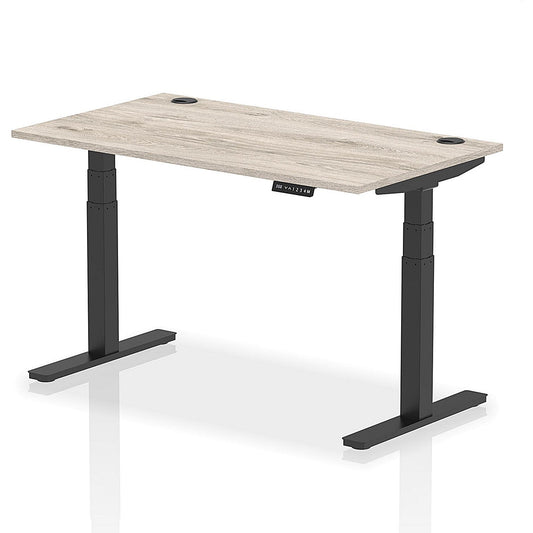 Air 1400mm Rectangular Height-Adjustable Desk, Black Leg, Grey Oak Easy2Order : HA01250