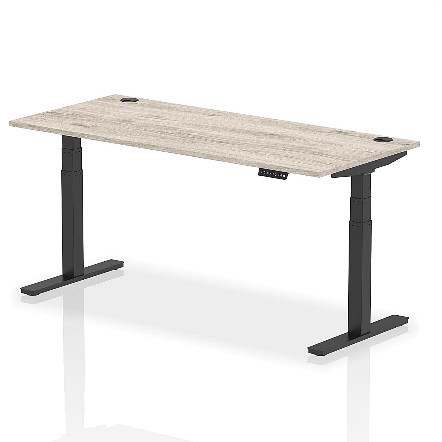 Air 1800mm Rectangular Height-Adjustable Desk, Black Leg, Grey Oak Easy2Order : HA01252