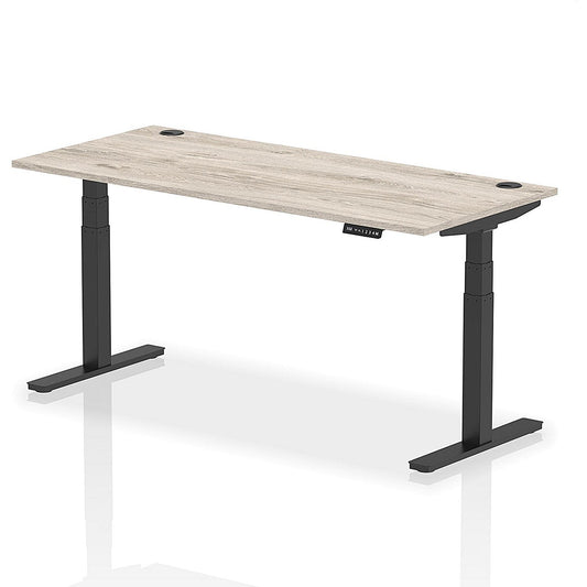Air 1800mm Rectangular Height-Adjustable Desk, Black Leg, Grey Oak Easy2Order : HA01252