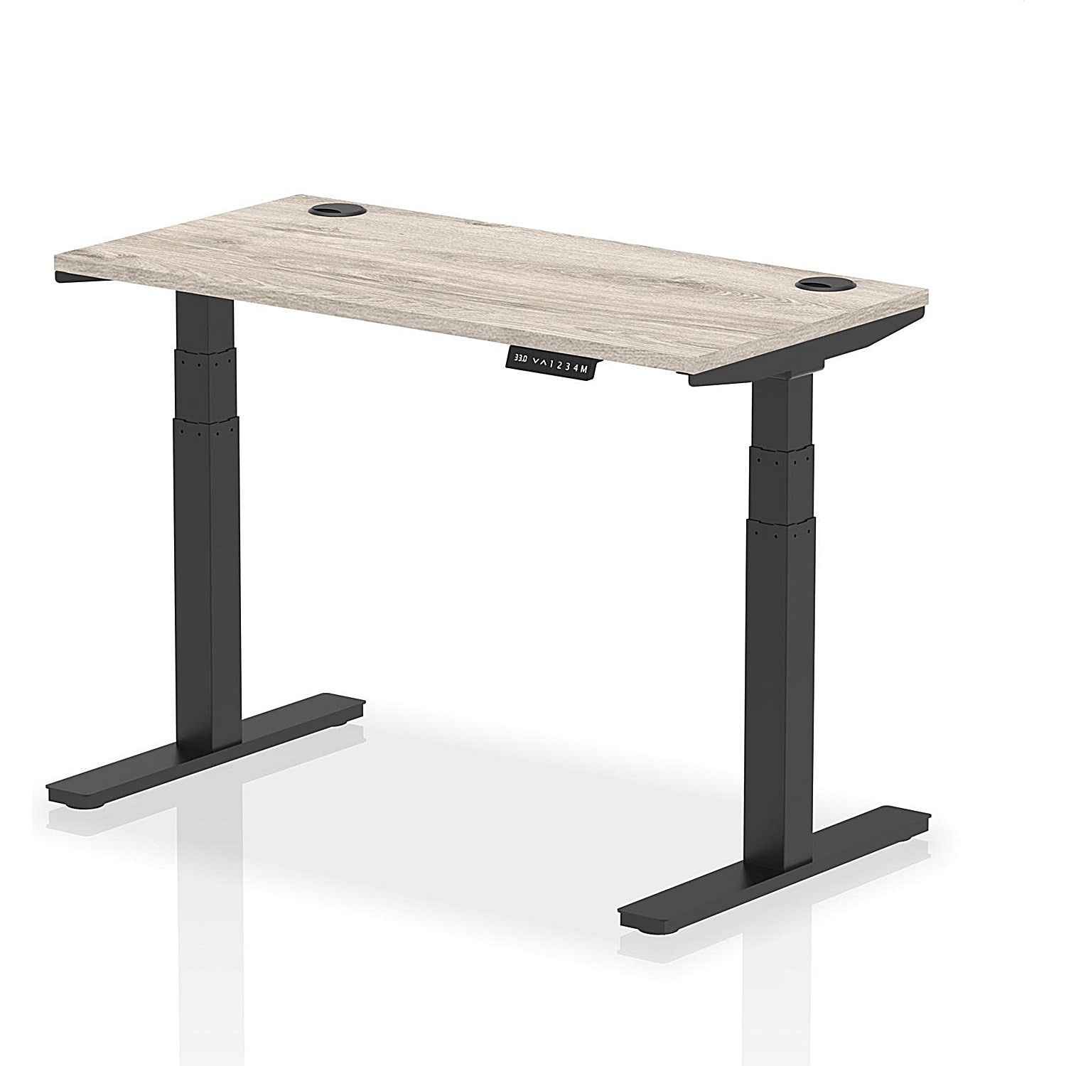 Air 1200mm Slim Rectangular Height-Adjustable Desk, Black Leg, Grey Oak Easy2Order : HA01253