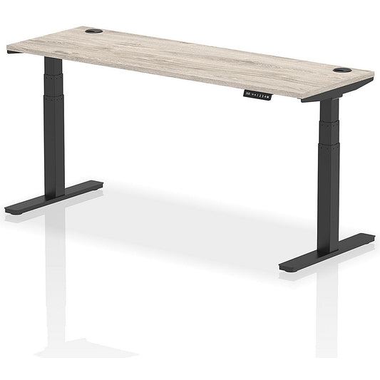 Air 1800mm Slim Rectangular Height-Adjustable Desk, Black Leg, Grey Oak Easy2Order : HA01256