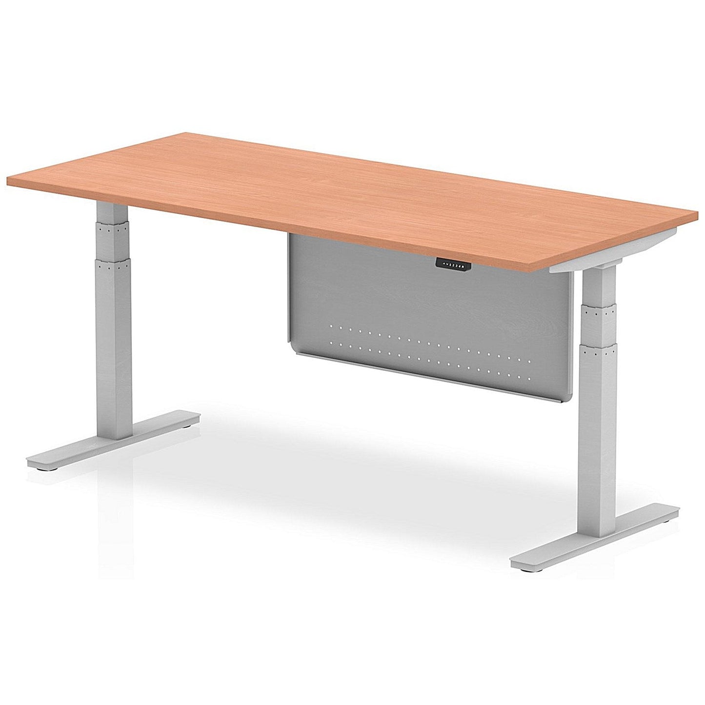 Air Modesty 1800mm Rectangular Height Adjustable Desk, Silver Leg & Modesty Panel, Beech Easy2Order : HA01284