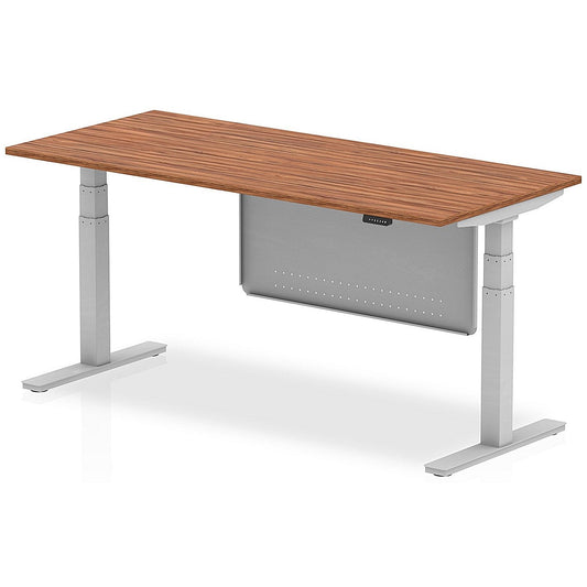 Air Modesty 1800mm Rectangular Height Adjustable Desk, Silver Leg & Modesty Panel, Walnut Easy2Order : HA01288