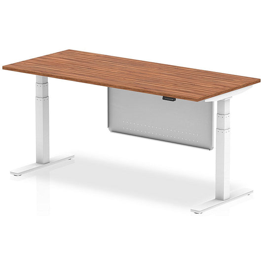 Air Modesty 1800mm Rectangular Height Adjustable Desk, White Leg & Modesty Panel, Walnut Easy2Order : HA01308