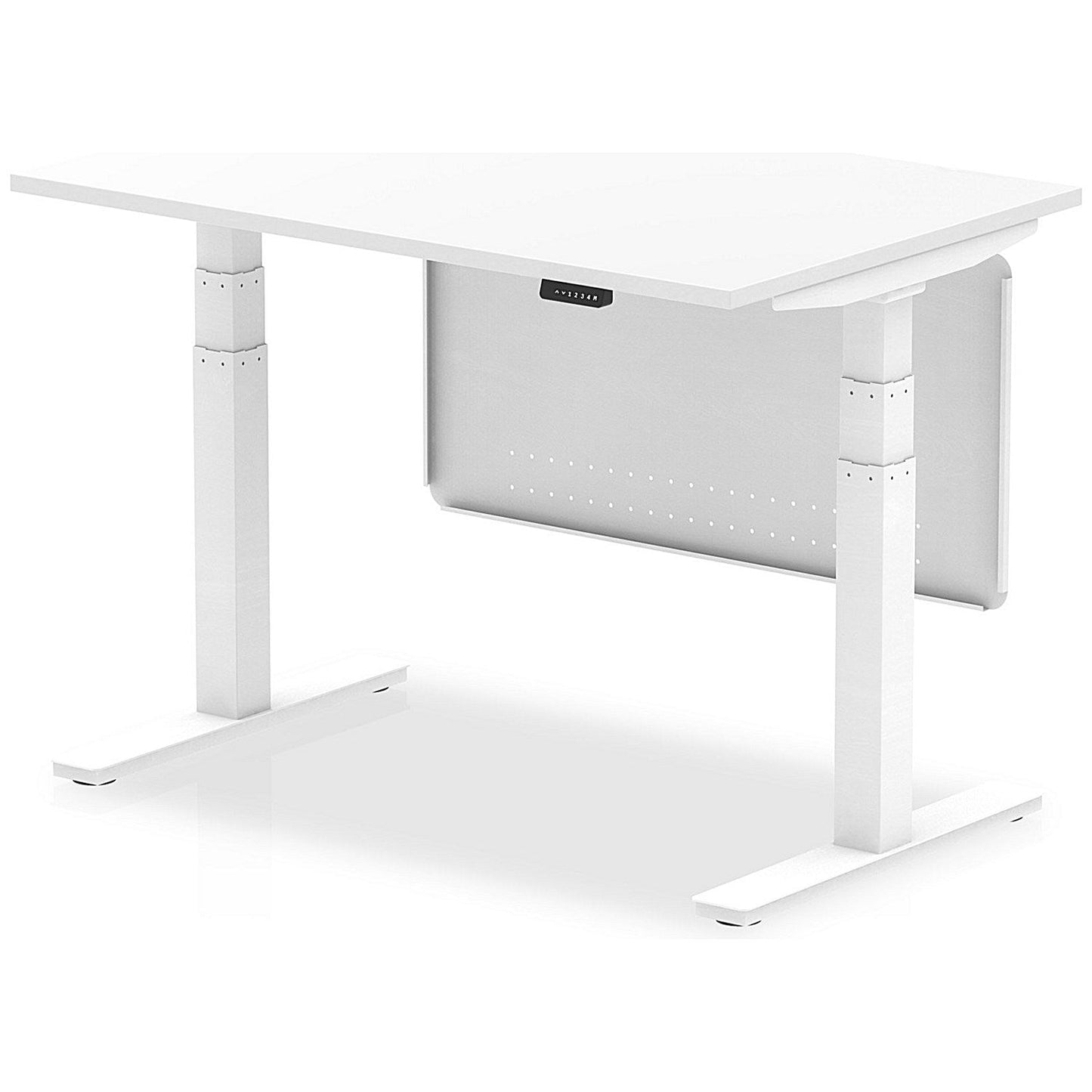 Air Modesty 1200mm Rectangular Height Adjustable Desk, White Leg & Modesty Panel, White Easy2Order : HA01309