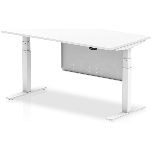 Air Modesty 1600mm Rectangular Height Adjustable Desk, White Leg & Modesty Panel, White Easy2Order : HA01311