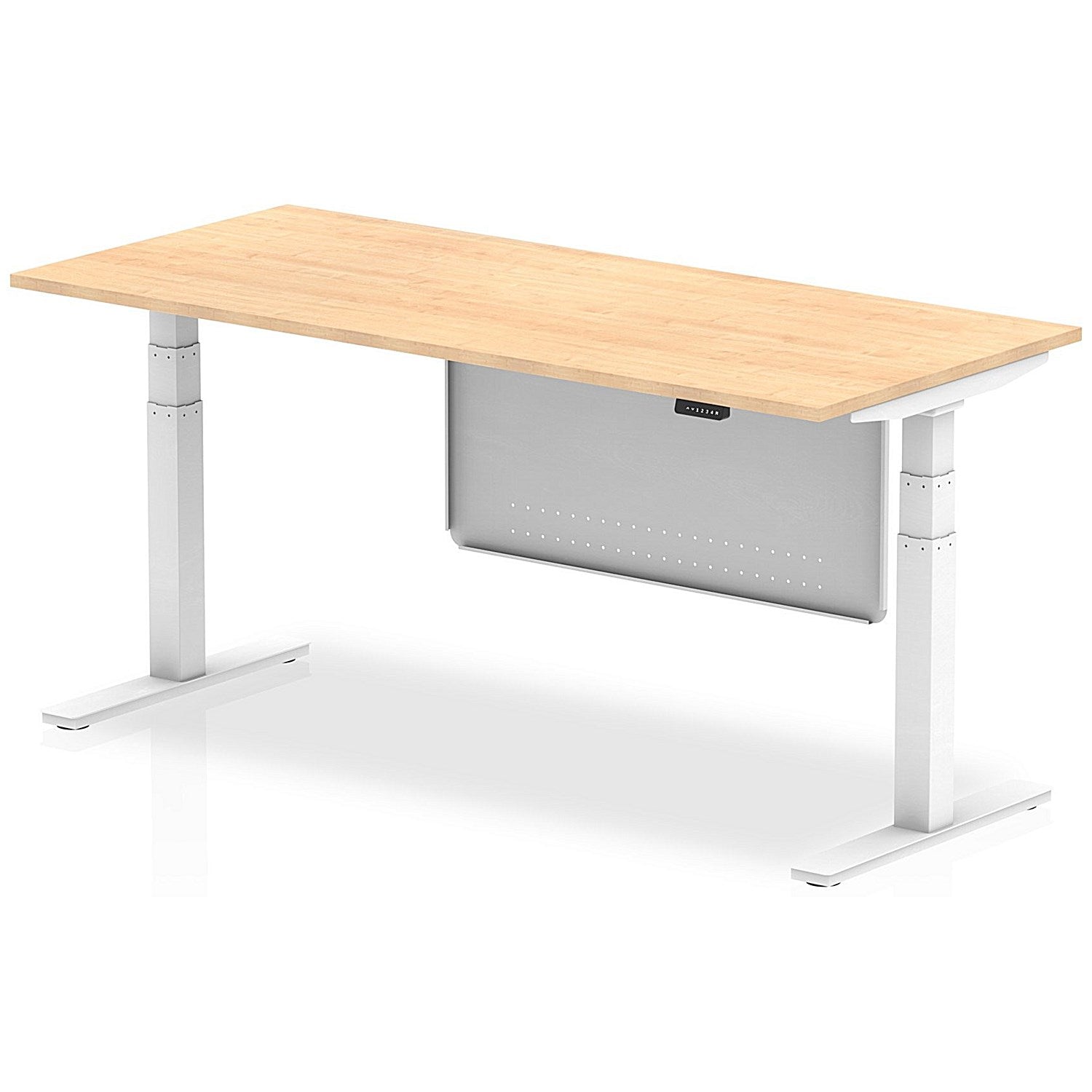 Air Modesty 1800mm Rectangular Height Adjustable Desk, White Leg & Modesty Panel, Maple Easy2Order : HA01316