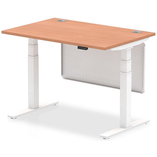 Air Modesty 1200mm Rectangular Cable Port Height Adjustable Desk, White Leg & Modesty Panel, Beech Easy2Order : HA01341