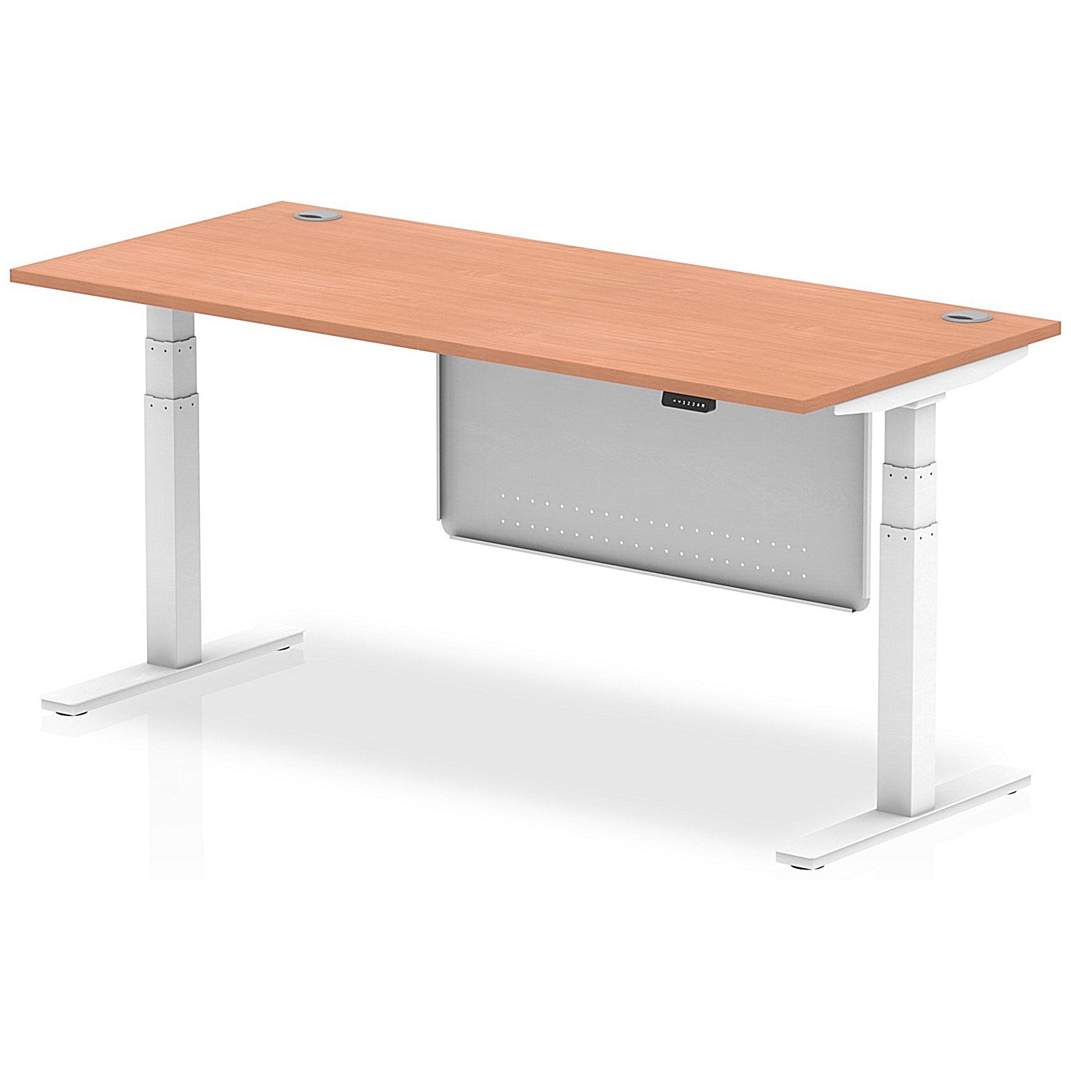 Air Modesty 1800mm Rectangular Cable Port Height Adjustable Desk, White Leg & Modesty Panel, Beech Easy2Order : HA01344