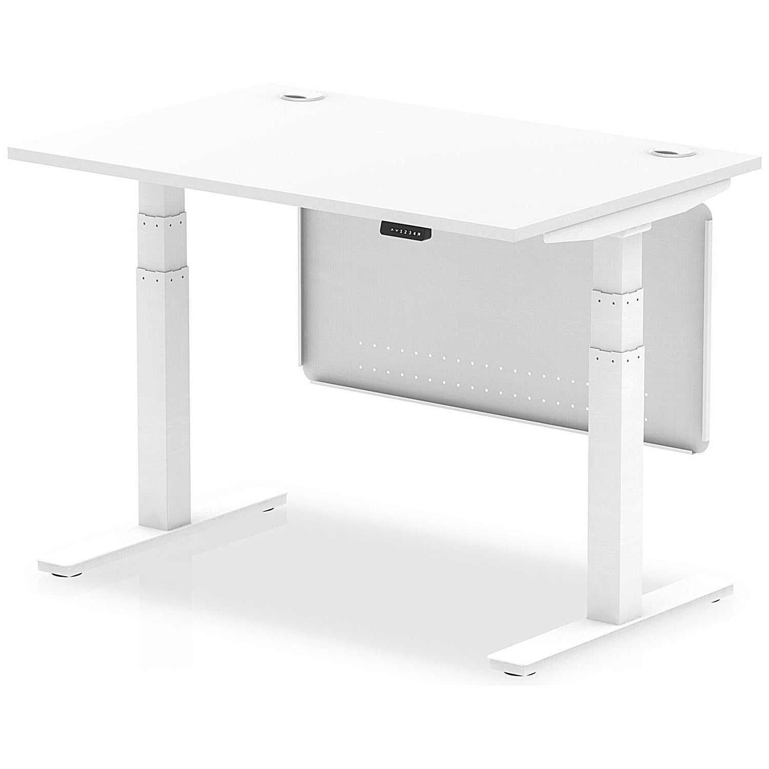 Air Modesty 1200mm Rectangular Cable Port Height Adjustable Desk, White Leg & Modesty Panel, White Easy2Order : HA01349