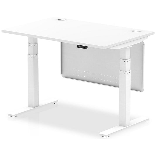 Air Modesty 1200mm Rectangular Cable Port Height Adjustable Desk, White Leg & Modesty Panel, White Easy2Order : HA01349
