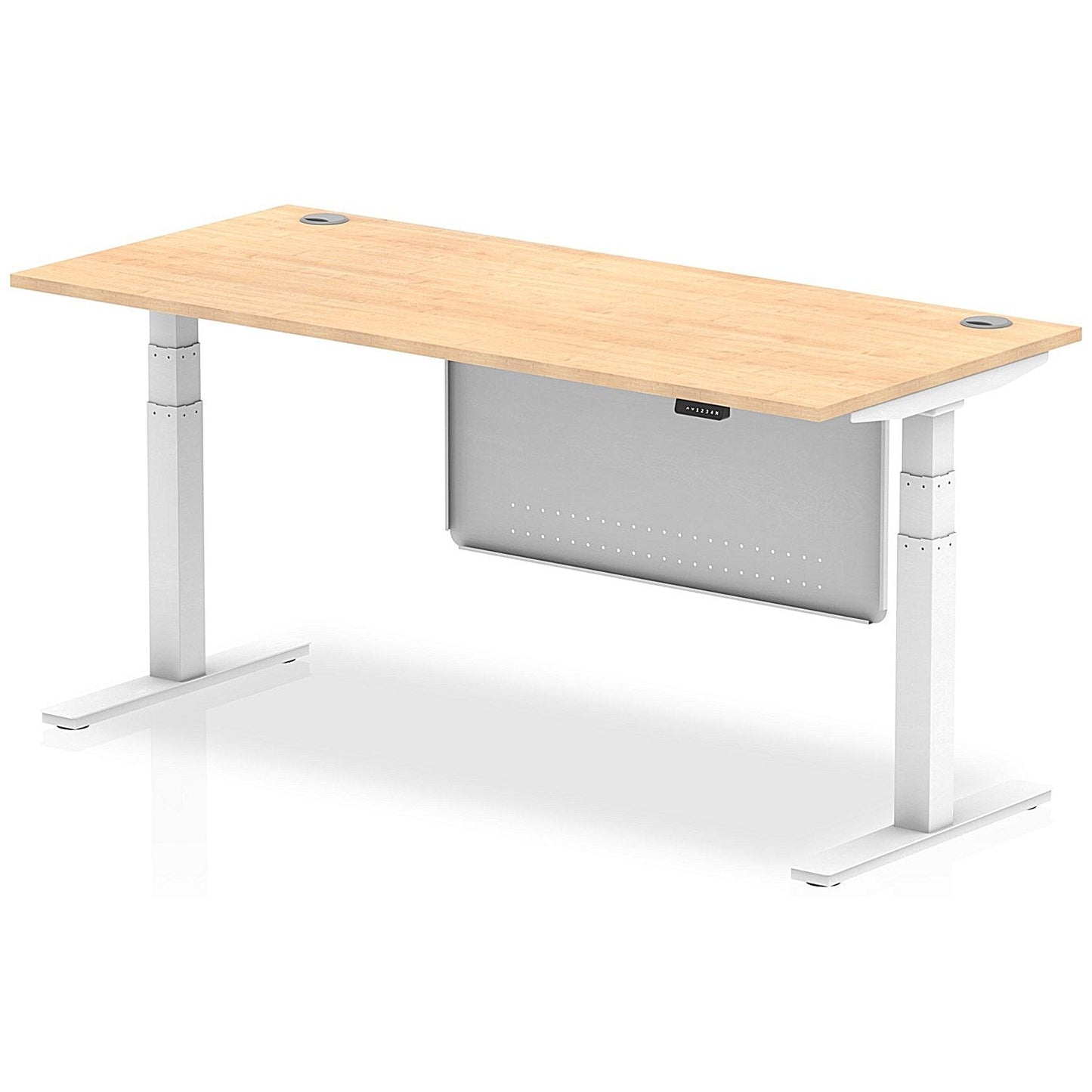 Air Modesty 1800mm Rectangular Cable Port Height Adjustable Desk, White Leg & Modesty Panel, Maple Easy2Order : HA01356