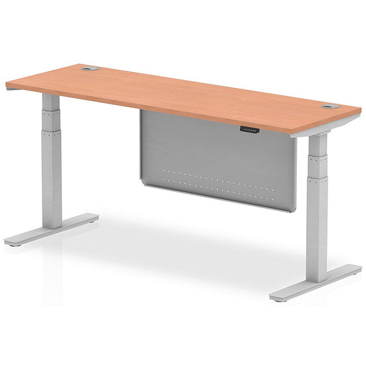 Air Modesty 1800mm Slim Rectangular Height Adjustable Desk, Silver Leg & Modesty Panel, Beech Easy2Order : HA01364