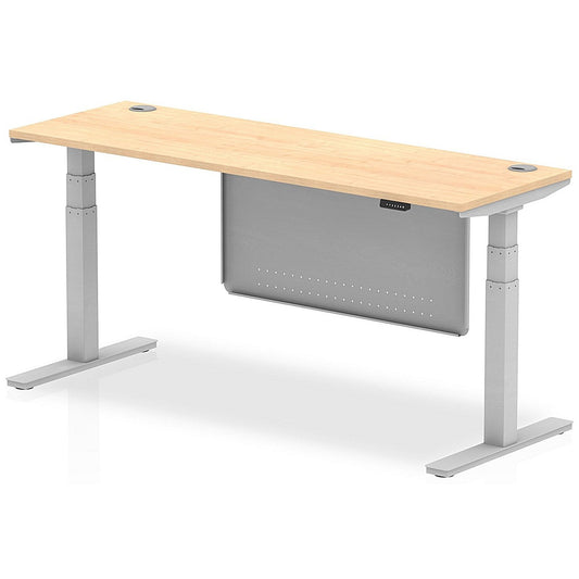 Air Modesty 1800mm Slim Rectangular Height Adjustable Desk, Silver Leg & Modesty Panel, Maple Easy2Order : HA01376