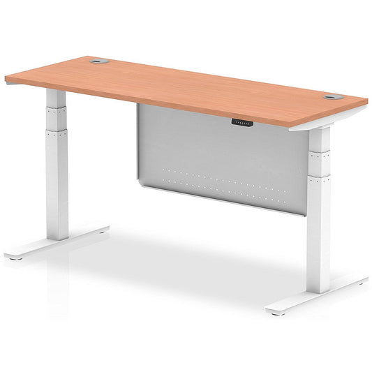 Air Modesty 1600mm Slim Rectangular Height Adjustable Desk, White Leg & Modesty Panel, Beech Easy2Order : HA01383