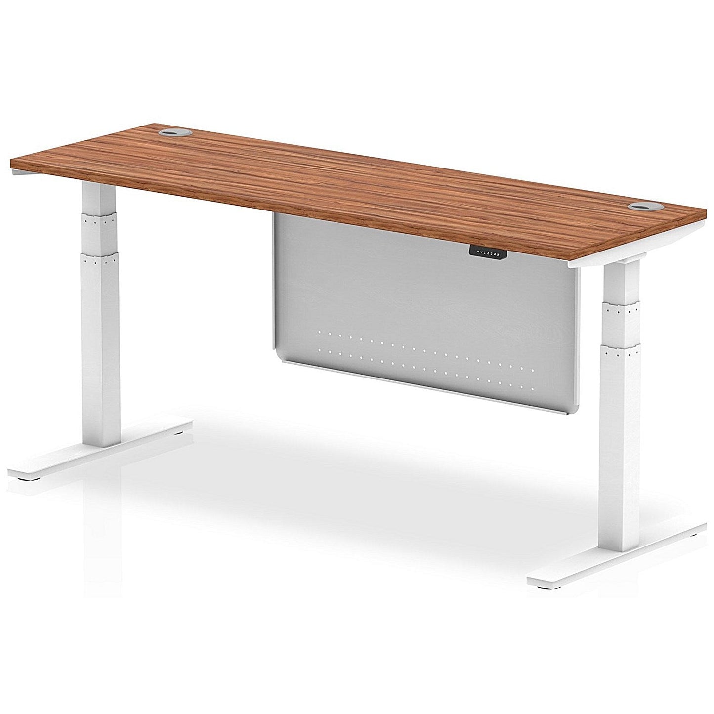 Air Modesty 1800mm Slim Rectangular Height Adjustable Desk, White Leg & Modesty Panel, Walnut Easy2Order : HA01388