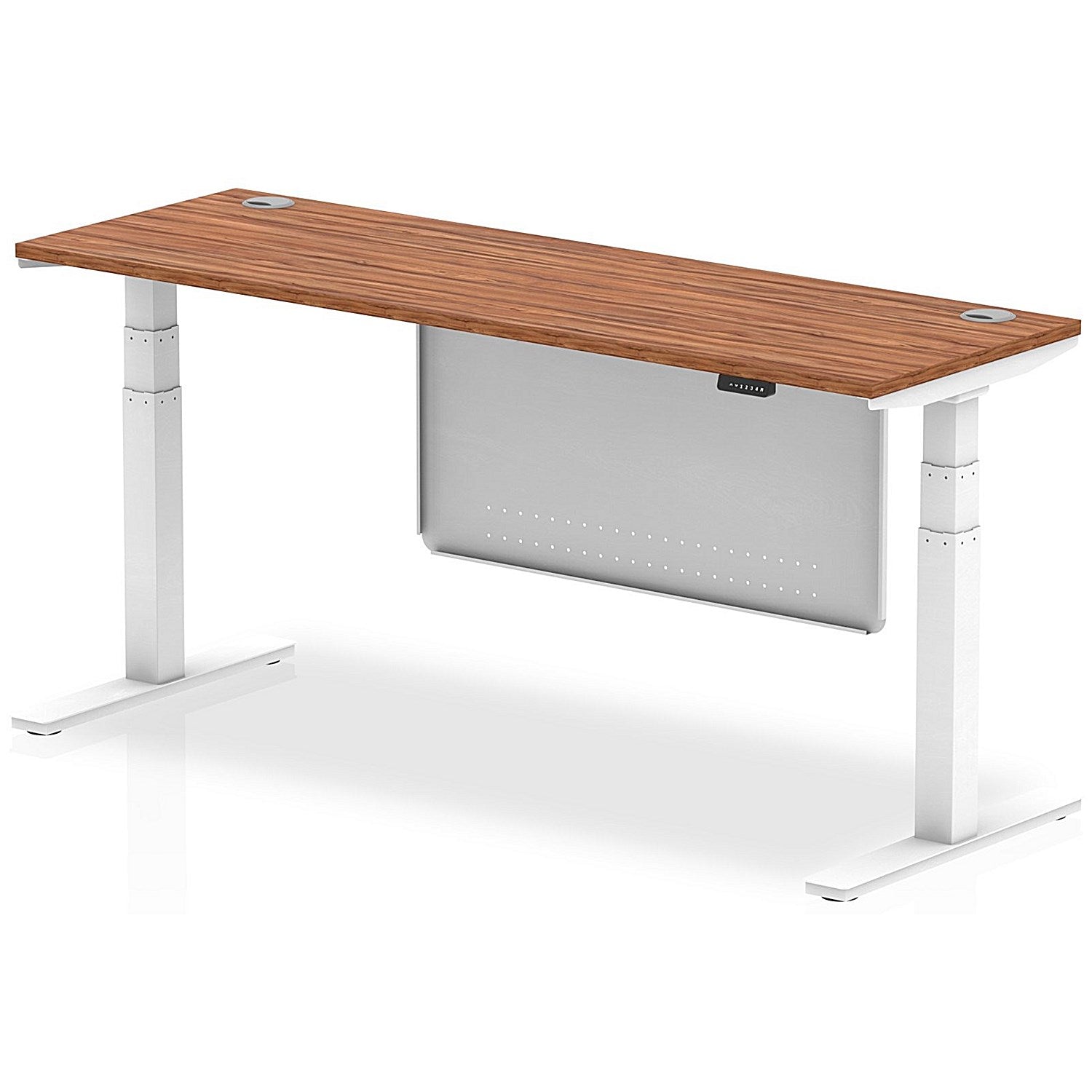 Air Modesty 1800mm Slim Rectangular Height Adjustable Desk, White Leg & Modesty Panel, Walnut Easy2Order : HA01388