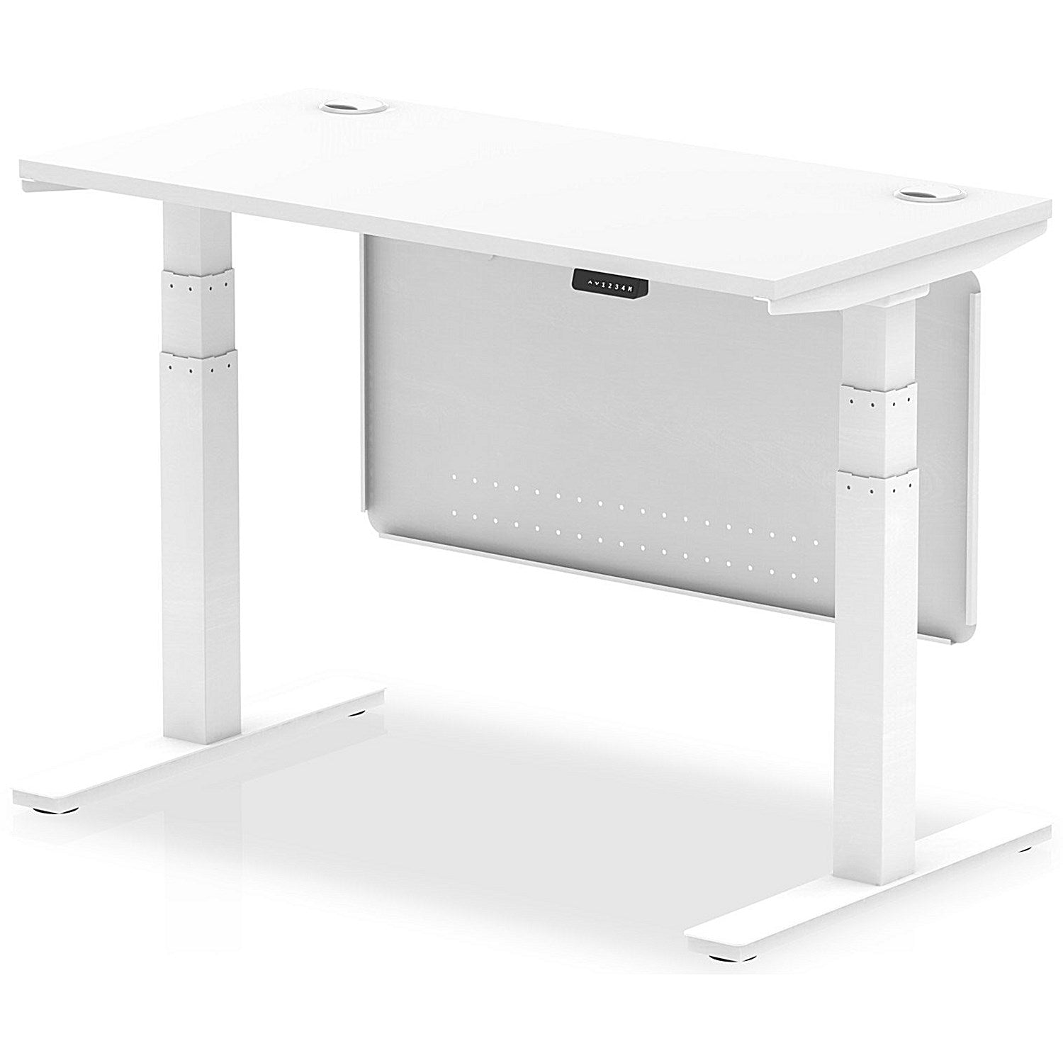 Air Modesty 1200mm Slim Rectangular Height Adjustable Desk, White Leg & Modesty Panel, White Easy2Order : HA01389