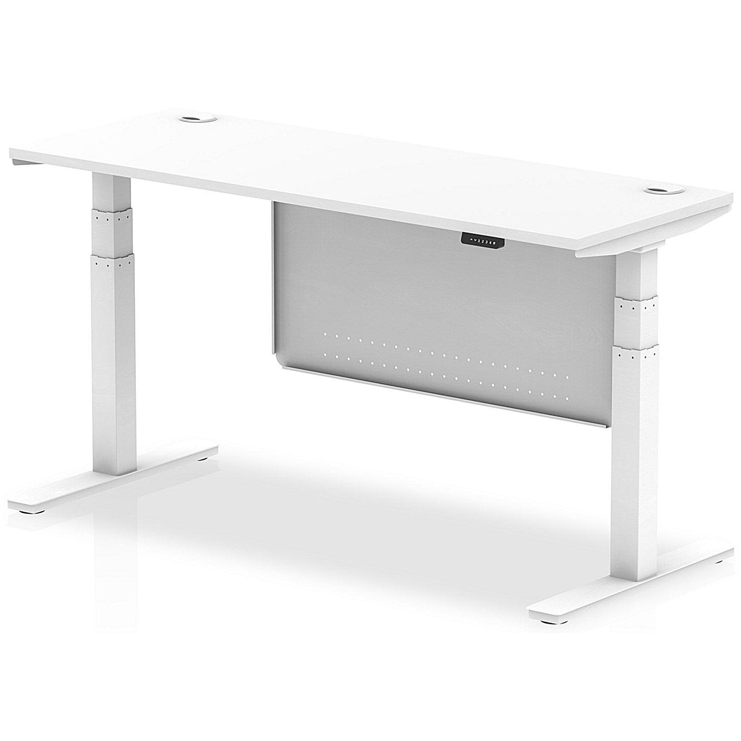 Air Modesty 1600mm Slim Rectangular Height Adjustable Desk, White Leg & Modesty Panel, White Easy2Order : HA01391