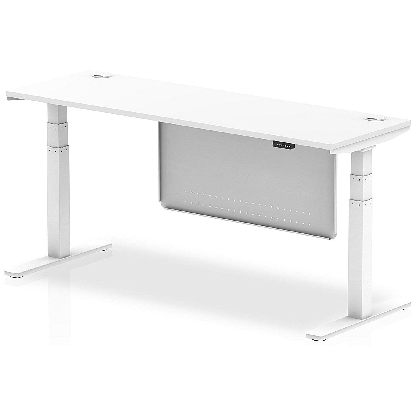 Air Modesty 1800mm Slim Rectangular Height Adjustable Desk, White Leg & Modesty Panel, White Easy2Order : HA01392
