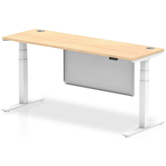 Air Modesty 1800mm Slim Rectangular Height Adjustable Desk, White Leg & Modesty Panel, Maple Easy2Order : HA01396