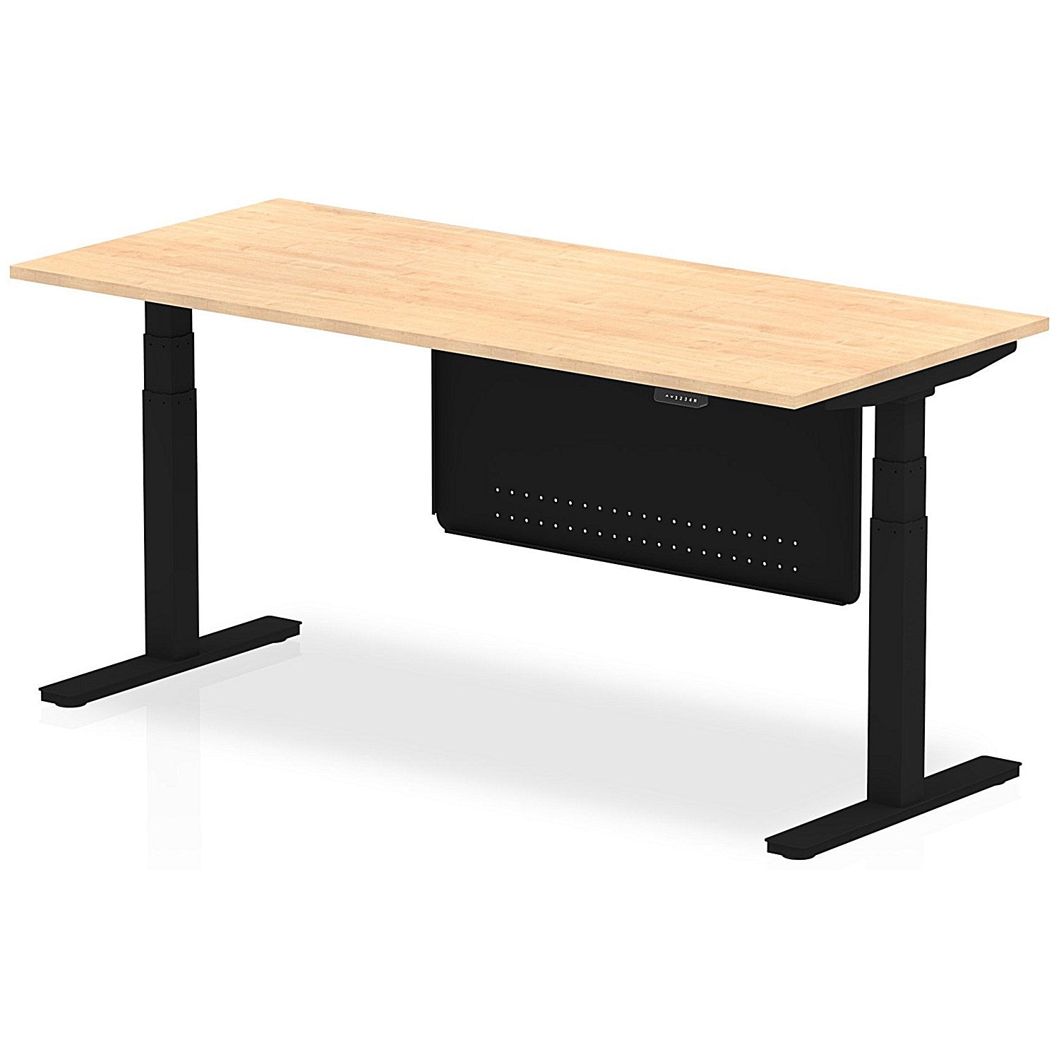 Air Modesty 1800mm Rectangular Height Adjustable Desk, Black Leg & Modesty Panel, Maple Easy2Order : HA01440
