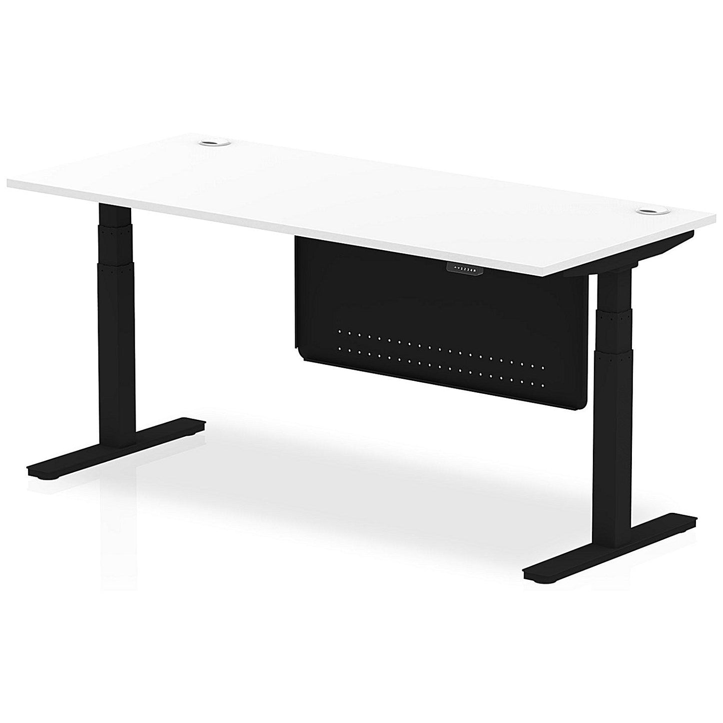 Air Modesty 1800mm Rectangular Cable Port Height Adjustable Desk, Black Leg & Modesty Panel, White Easy2Order : HA01456