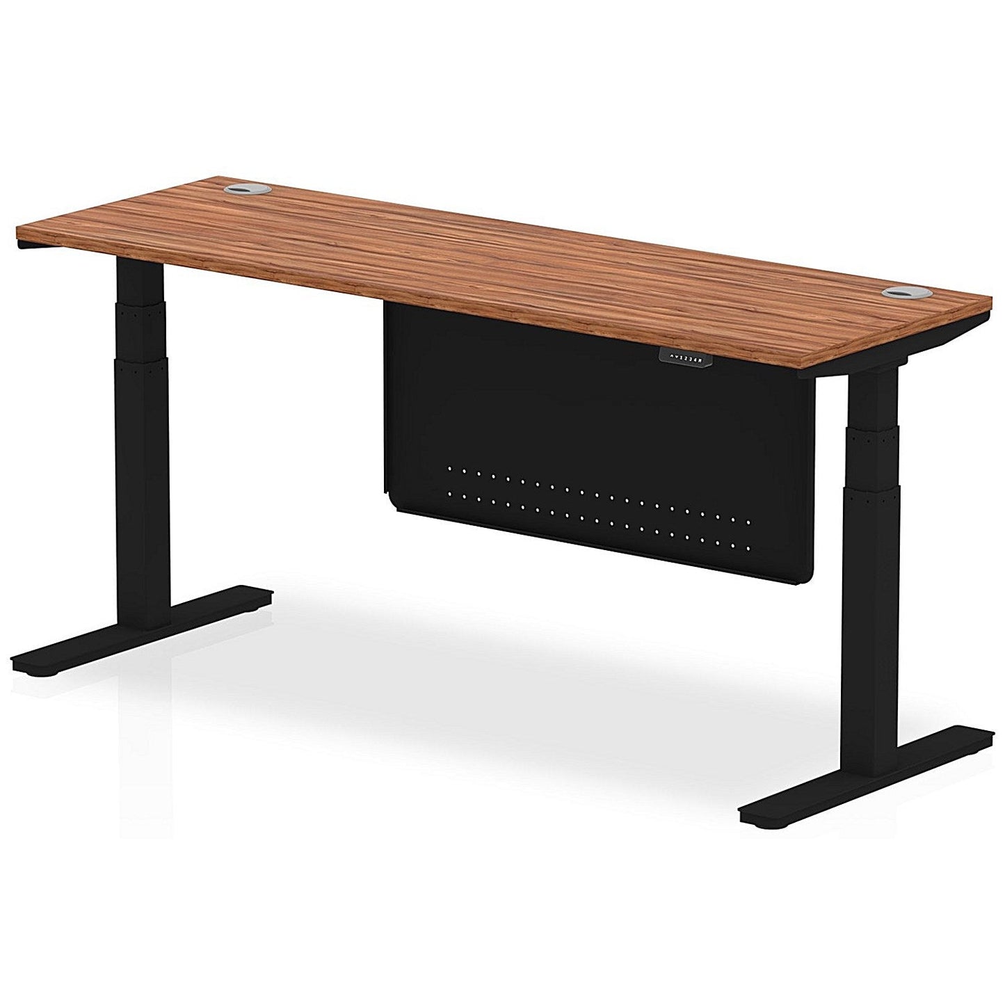 Air Modesty 1800mm Slim Rectangular Height Adjustable Desk, Black Leg & Modesty Panel, Walnut Easy2Order : HA01472