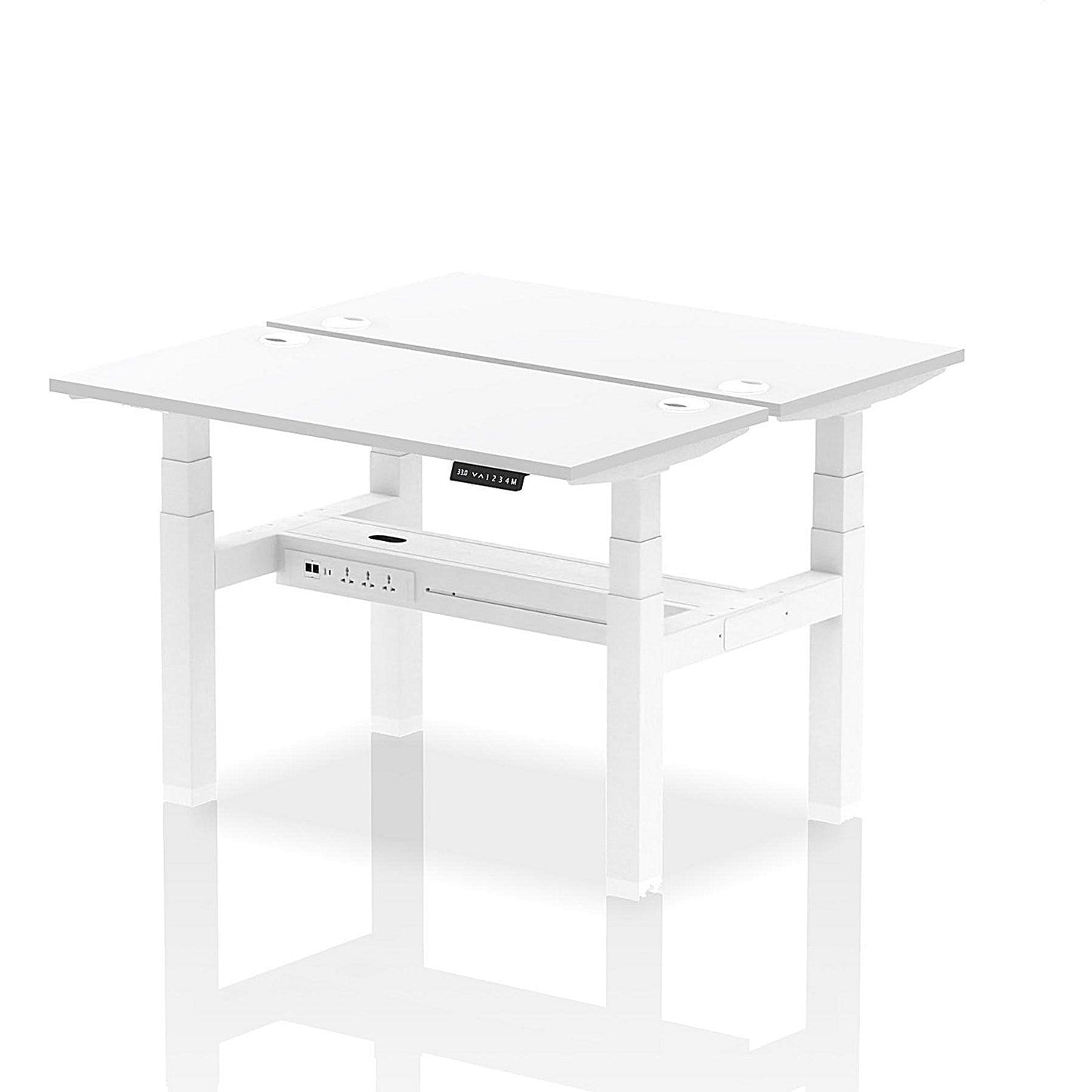 Air 2 Person Sit-Standing Bench Desk, Back to Back, 2 x 1200mm (600mm Deep), White Frame, White Easy2Order : HA01564