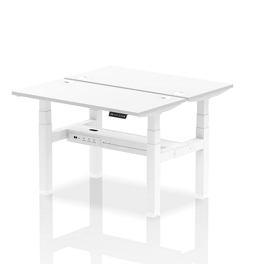 Air 2 Person Sit-Standing Bench Desk, Back to Back, 2 x 1200mm (600mm Deep), White Frame, White Easy2Order : HA01564