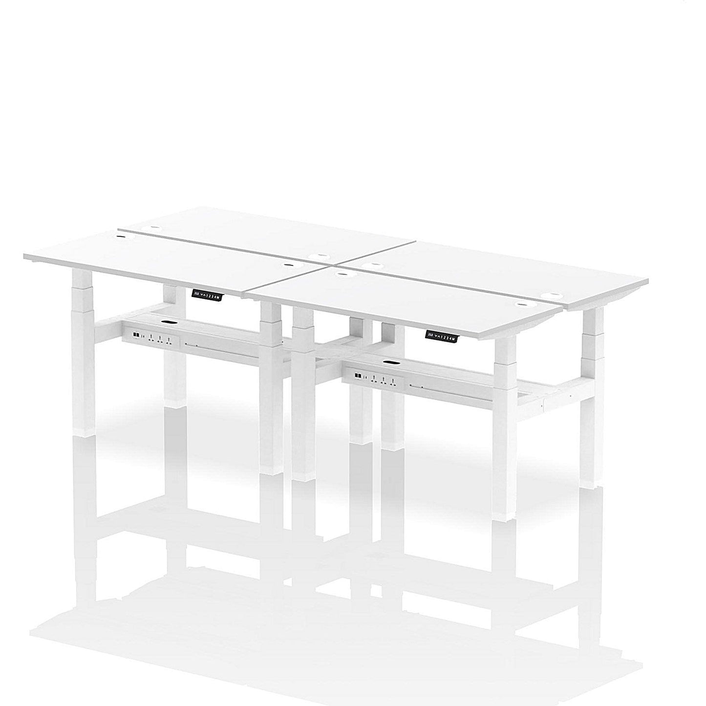 Air 4 Person Sit-Standing Bench Desk, Back to Back, 4 x 1200mm (600mm Deep), White Frame, White Easy2Order : HA01600