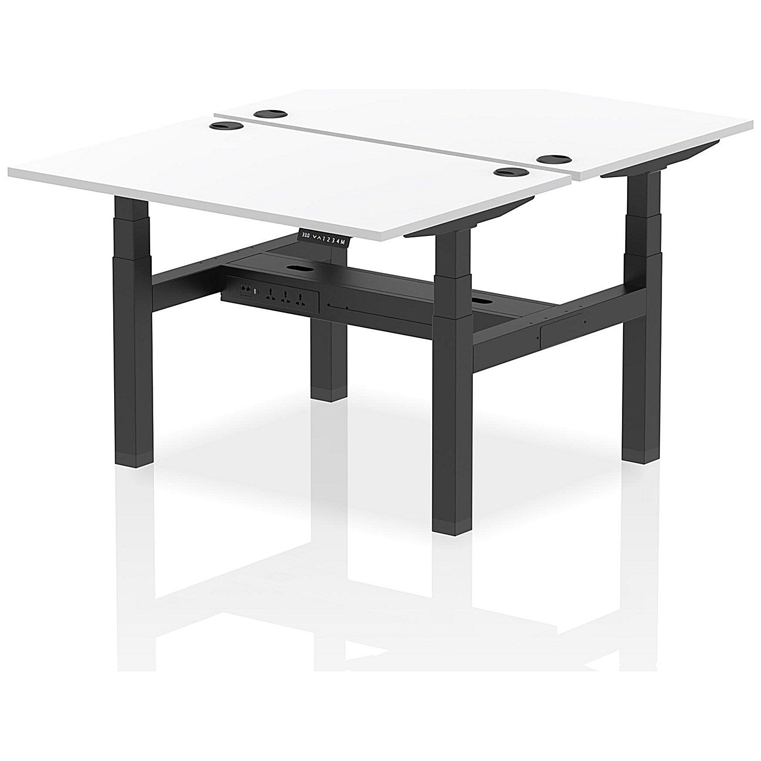 Air 2 Person Sit-Standing Bench Desk, Back to Back, 2 x 1200mm (800mm Deep), Black Frame, White Easy2Order : HA01698