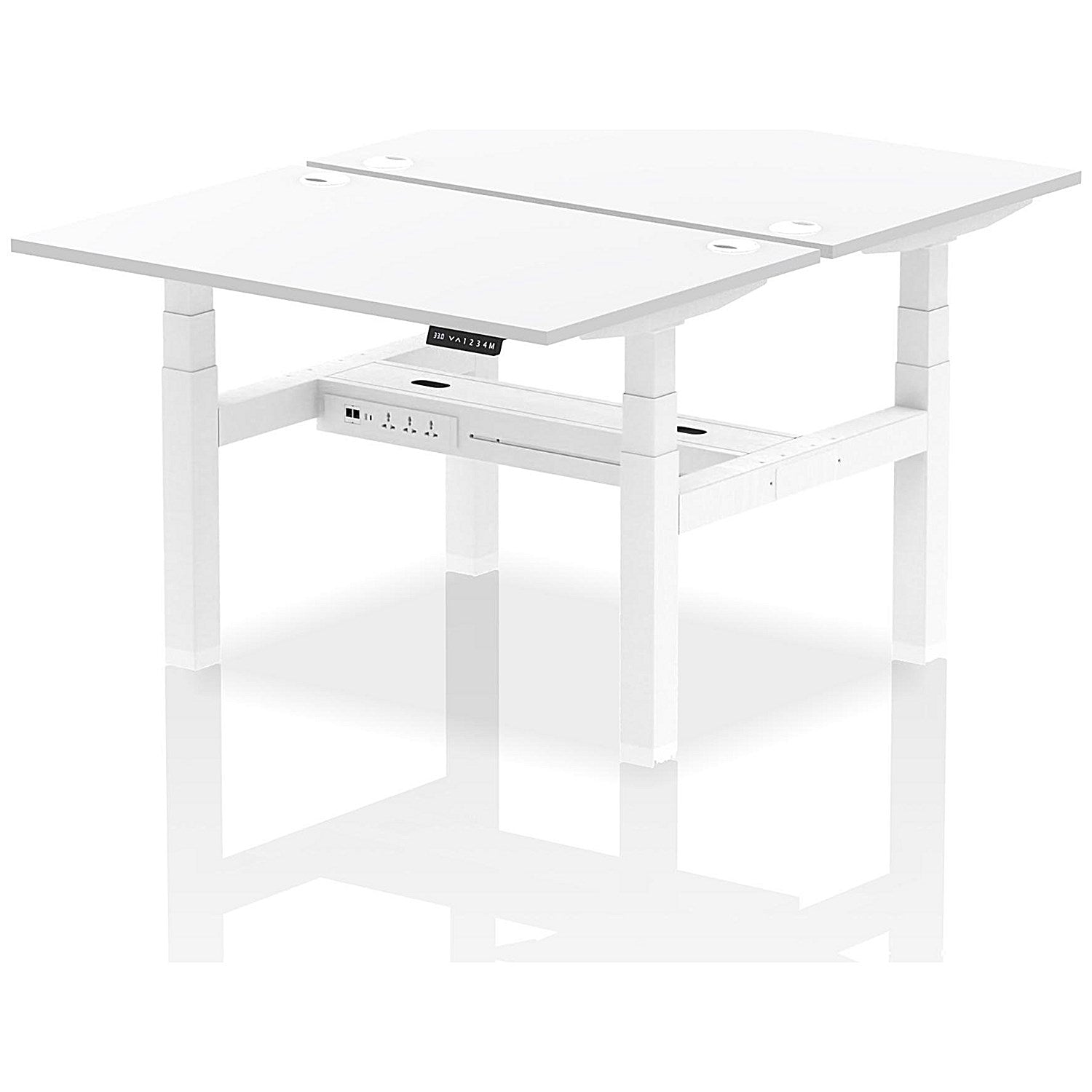 Air 2 Person Sit-Standing Bench Desk, Back to Back, 2 x 1200mm (800mm Deep), White Frame, White Easy2Order : HA01702
