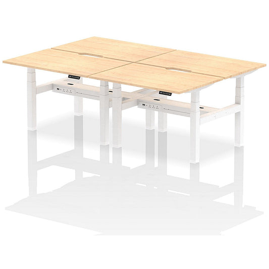 Air 4 Person Sit-Standing Scalloped Bench Desk, Back to Back, 4 x 1200mm (800mm Deep), White Frame, Maple Easy2Order : HA01744