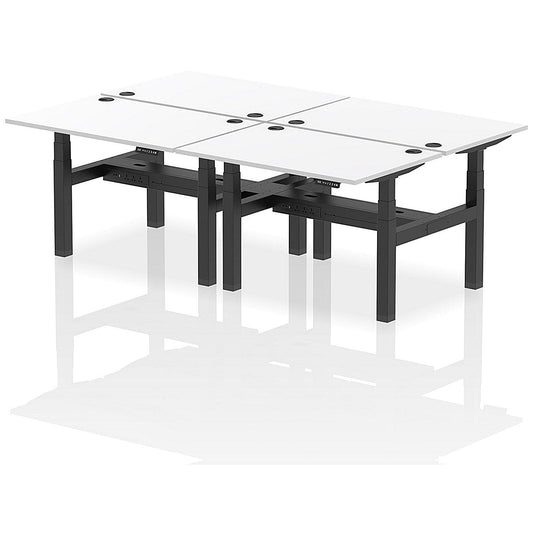Air 4 Person Sit-Standing Bench Desk, Back to Back, 4 x 1200mm (800mm Deep), Black Frame, White Easy2Order : HA01770