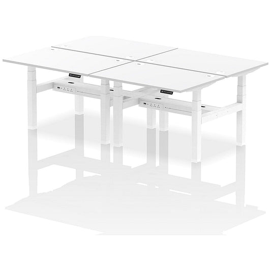 Air 4 Person Sit-Standing Bench Desk, Back to Back, 4 x 1200mm (800mm Deep), White Frame, White Easy2Order : HA01774