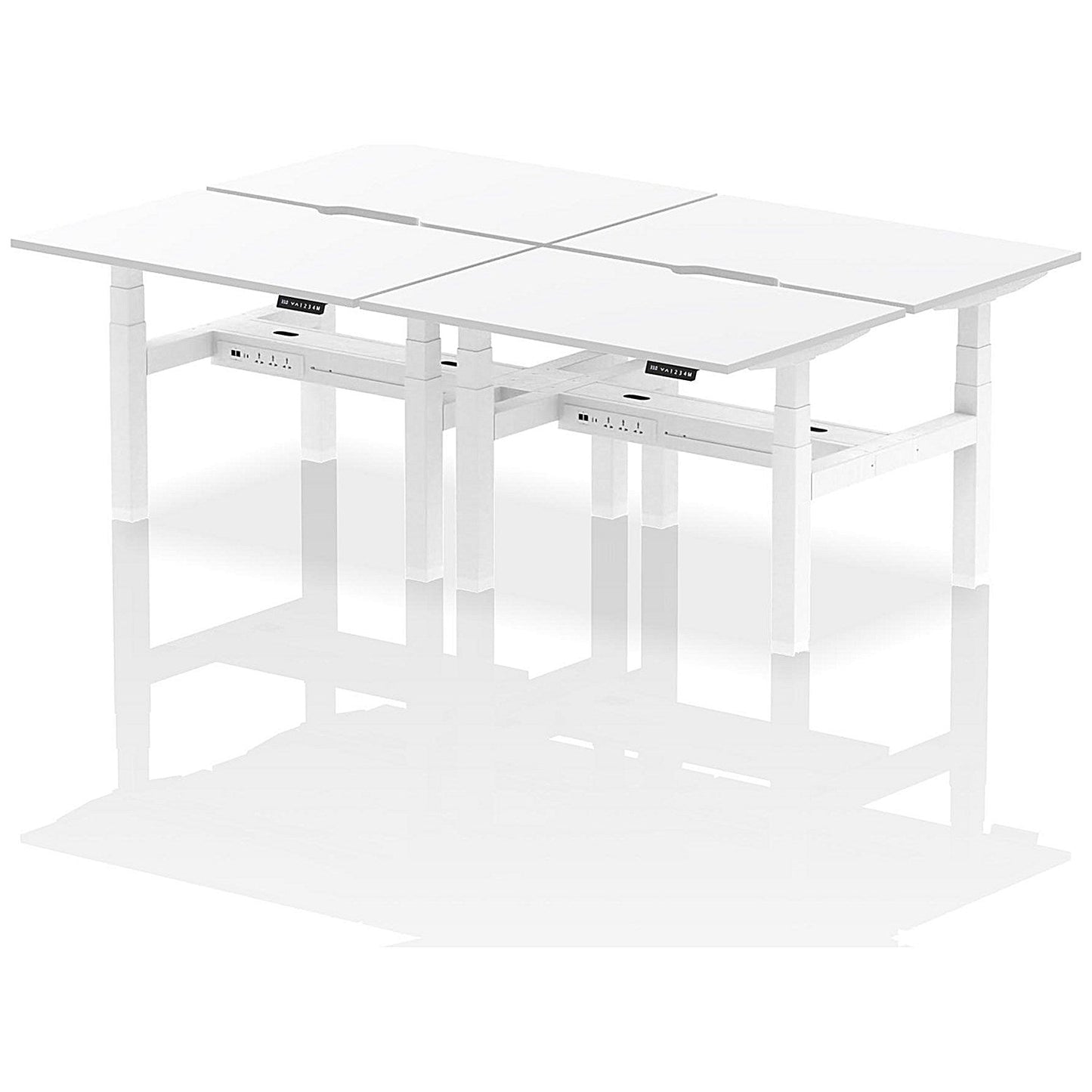 Air 4 Person Sit-Standing Scalloped Bench Desk, Back to Back, 4 x 1200mm (800mm Deep), White Frame, White Easy2Order : HA01780