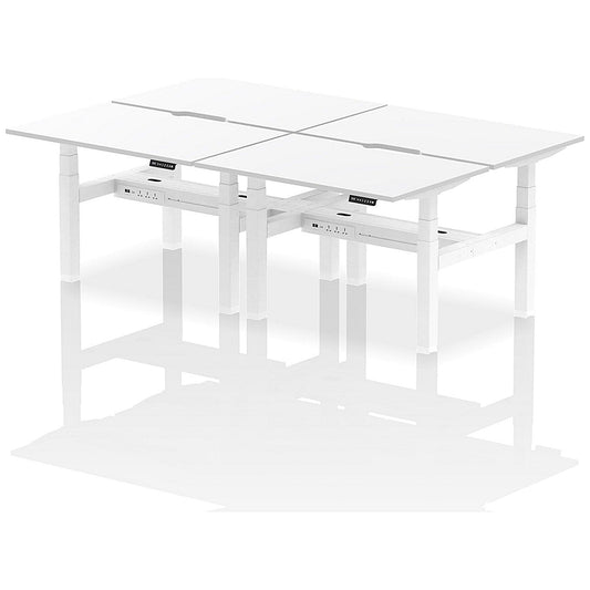 Air 4 Person Sit-Standing Scalloped Bench Desk, Back to Back, 4 x 1200mm (800mm Deep), White Frame, White Easy2Order : HA01780