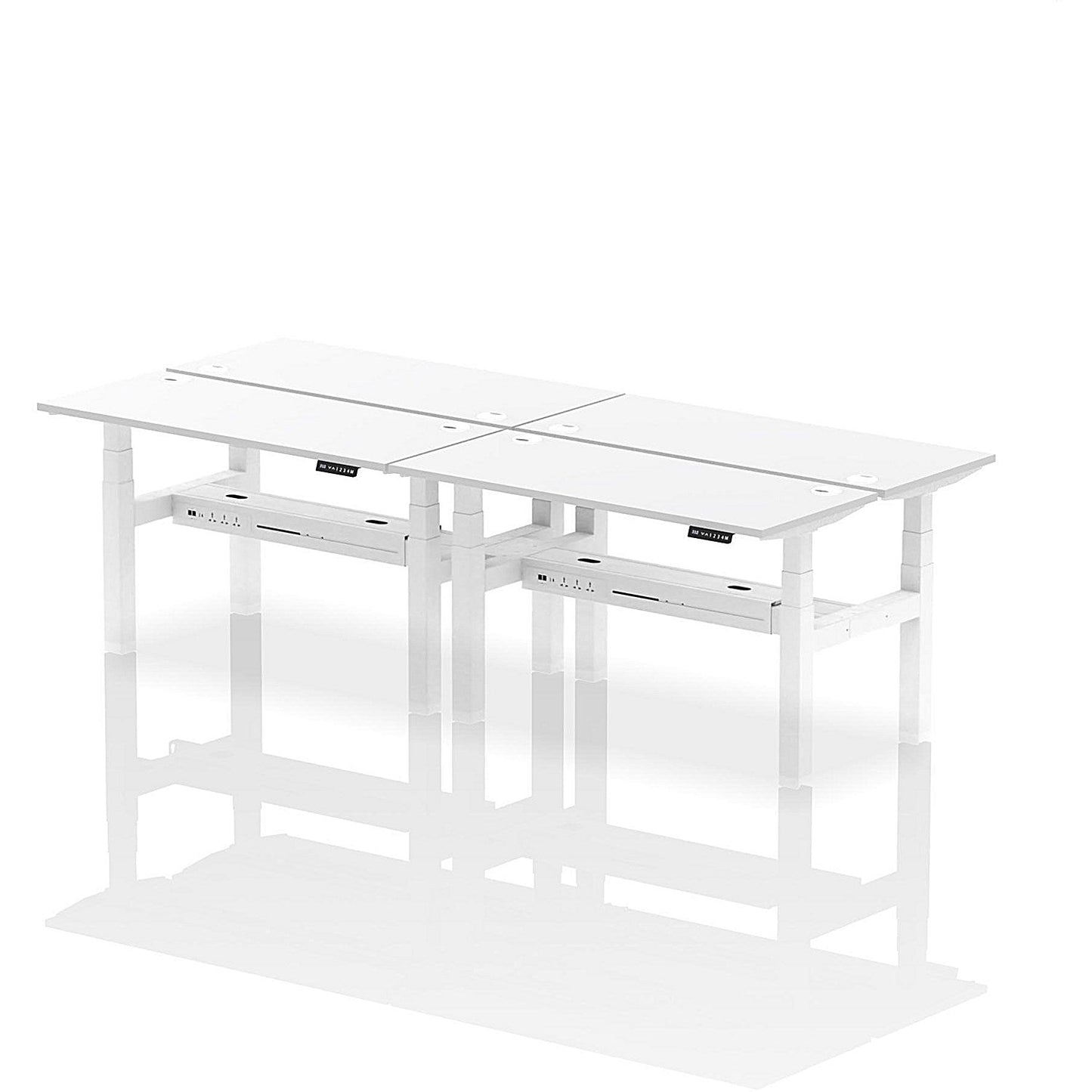 Air 4 Person Sit-Standing Bench Desk, Back to Back, 4 x 1400mm (600mm Deep), White Frame, White Easy2Order : HA01924