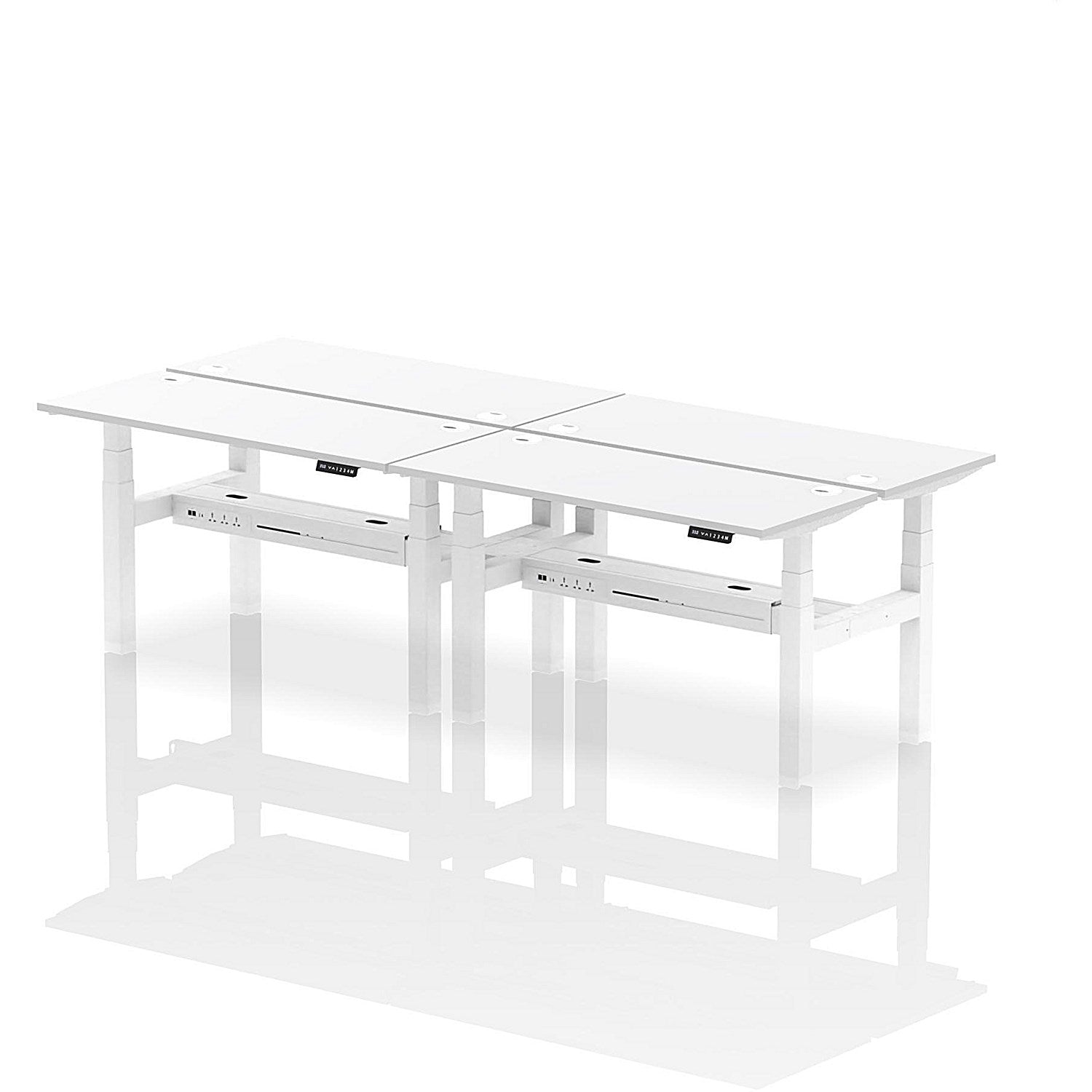 Air 4 Person Sit-Standing Bench Desk, Back to Back, 4 x 1400mm (600mm Deep), White Frame, White Easy2Order : HA01924