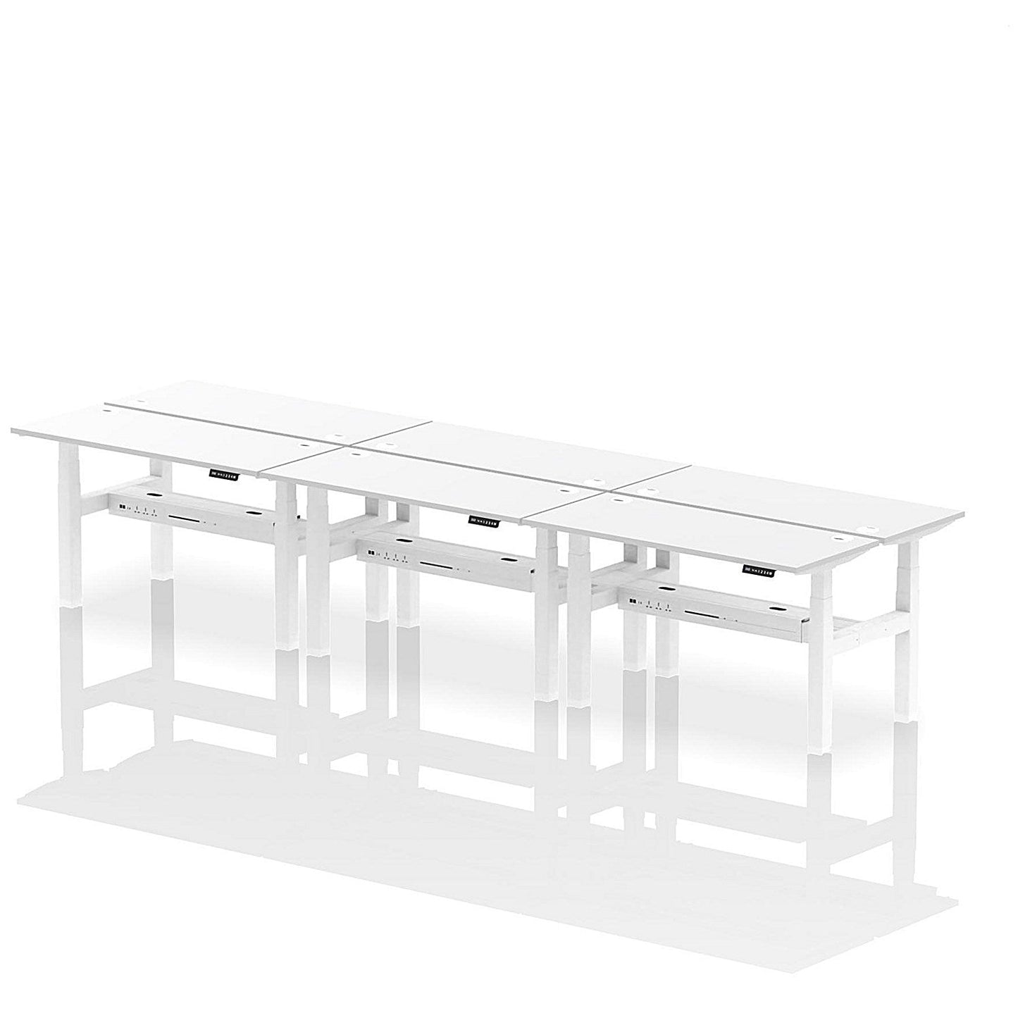 Air 6 Person Sit-Standing Bench Desk, Back to Back, 6 x 1400mm (600mm Deep), White Frame, White Easy2Order : HA01960