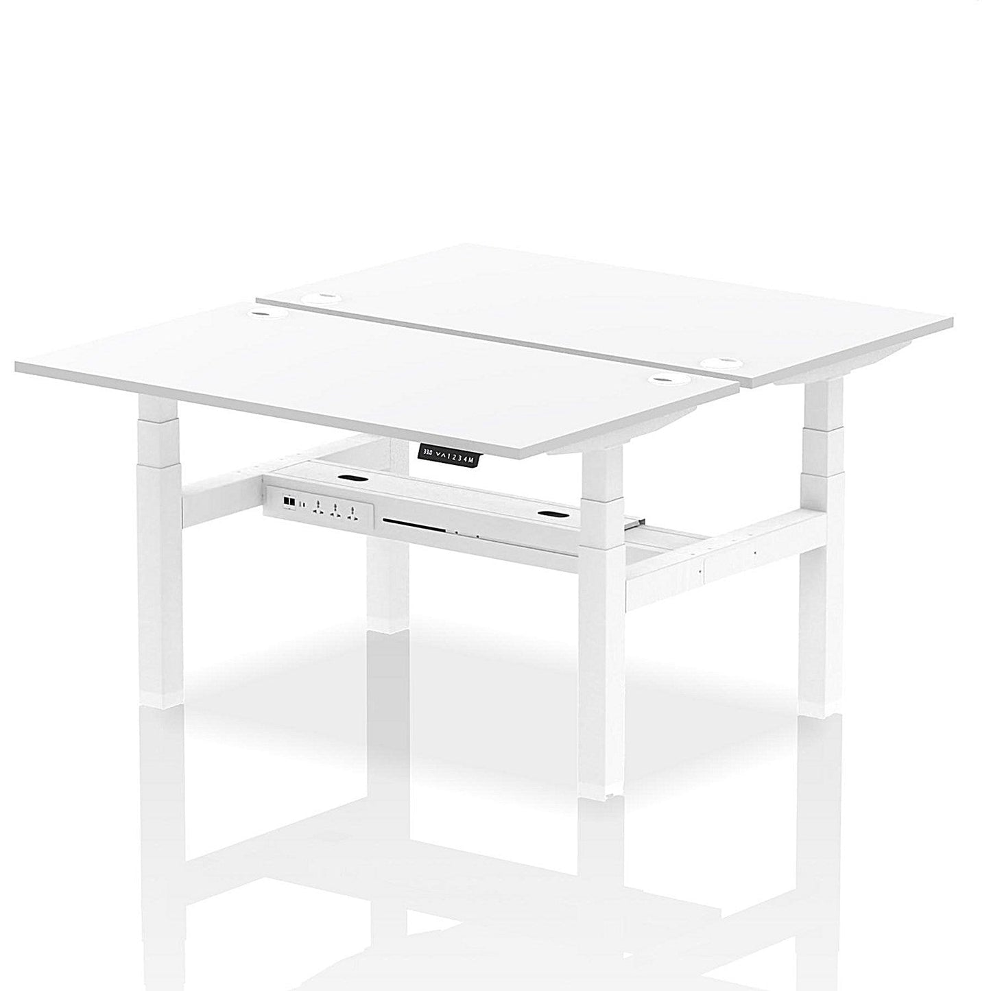 Air 2 Person Sit-Standing Bench Desk, Back to Back, 2 x 1400mm (800mm Deep), White Frame, White Easy2Order : HA02026