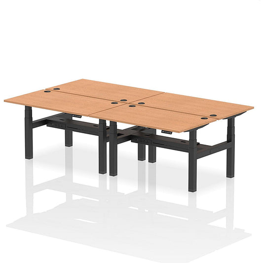 Air 4 Person Sit-Standing Bench Desk, Back to Back, 4 x 1400mm (800mm Deep), Black Frame, Oak Easy2Order : HA02070
