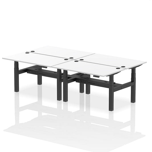 Air 4 Person Sit-Standing Bench Desk, Back to Back, 4 x 1400mm (800mm Deep), Black Frame, White Easy2Order : HA02094