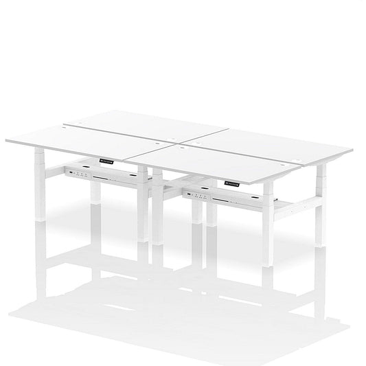 Air 4 Person Sit-Standing Bench Desk, Back to Back, 4 x 1400mm (800mm Deep), White Frame, White Easy2Order : HA02098