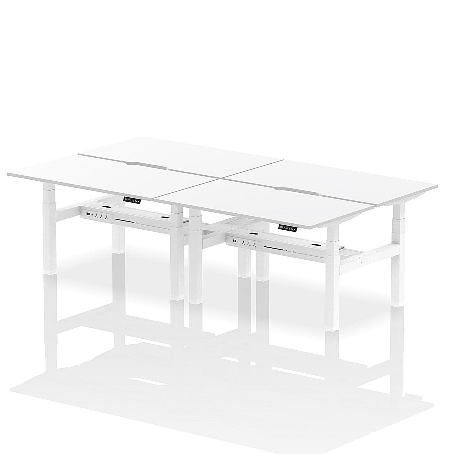 Air 4 Person Sit-Standing Scalloped Bench Desk, Back to Back, 4 x 1400mm (800mm Deep), White Frame, White Easy2Order : HA02104