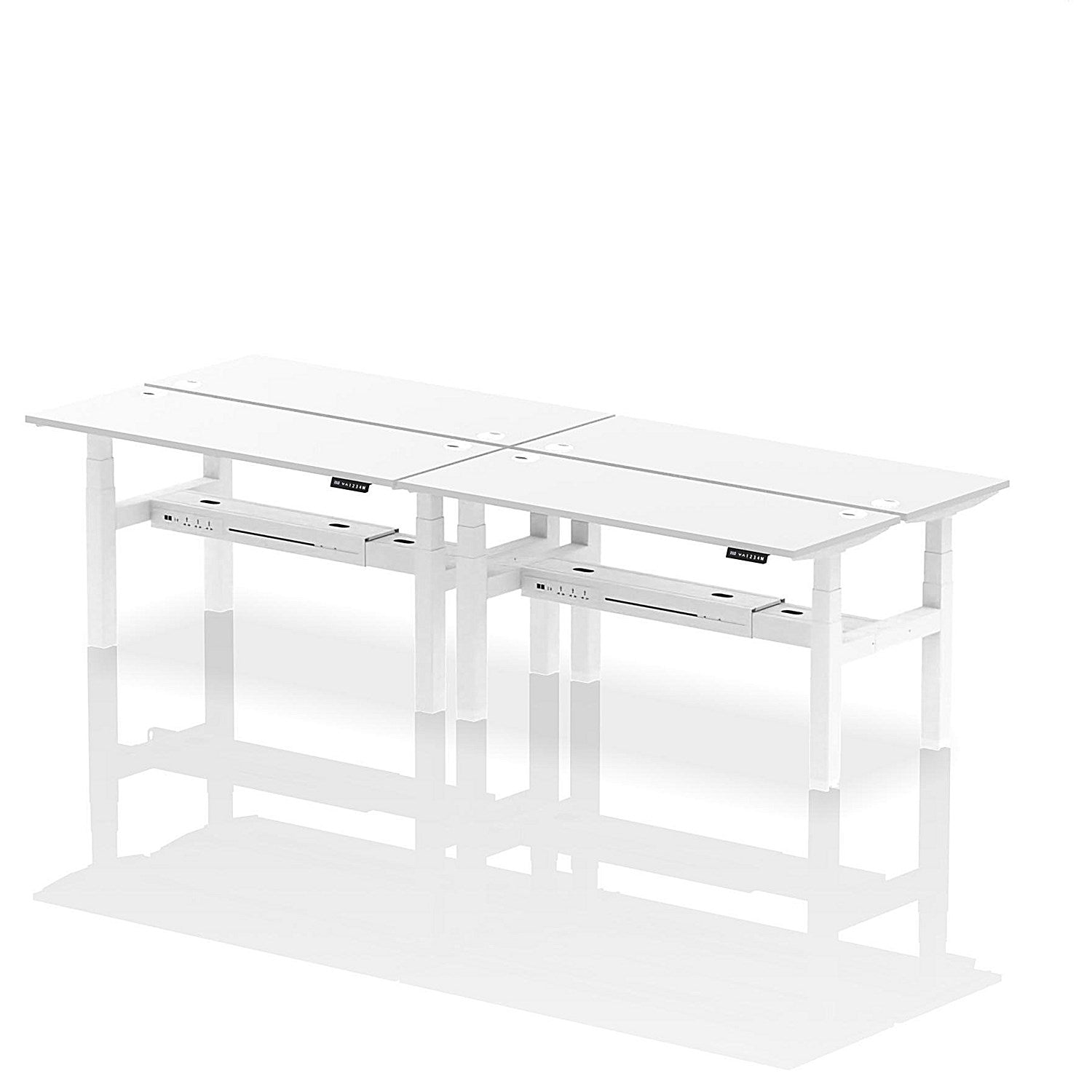 Air 4 Person Sit-Standing Bench Desk, Back to Back, 4 x 1600mm (600mm Deep), White Frame, White Easy2Order : HA02248