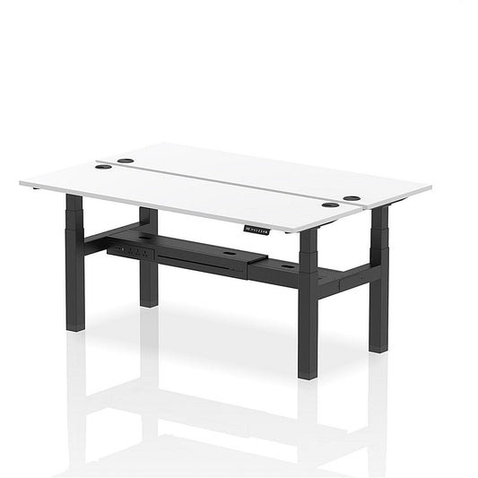 Air 2 Person Sit-Standing Bench Desk, Back to Back, 2 x 1800mm (600mm Deep), Black Frame, White Easy2Order : HA02532