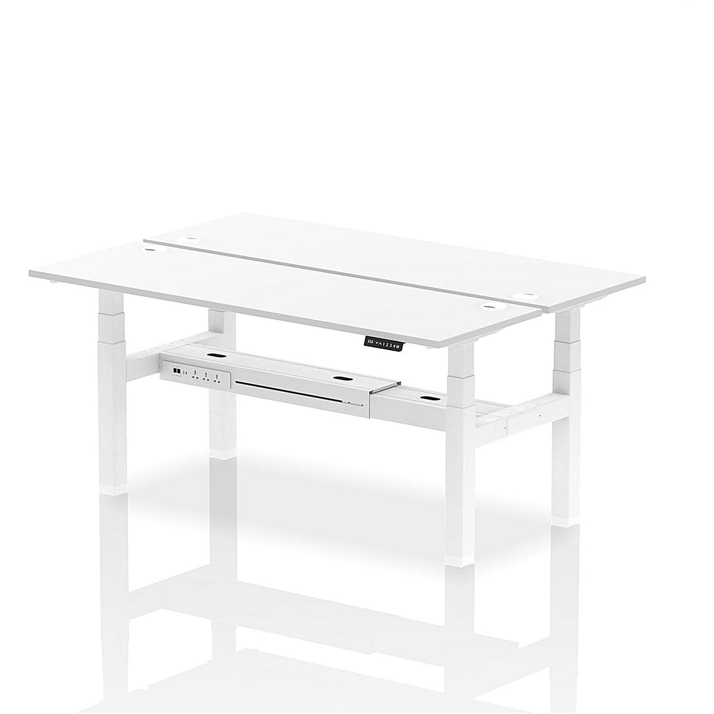 Air 2 Person Sit-Standing Bench Desk, Back to Back, 2 x 1800mm (600mm Deep), White Frame, White Easy2Order : HA02536